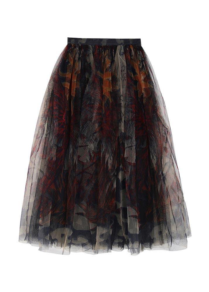 Boutique Black Print asymmetrical design Tiered  Skirt Summer - Skirts - DINIBLO 