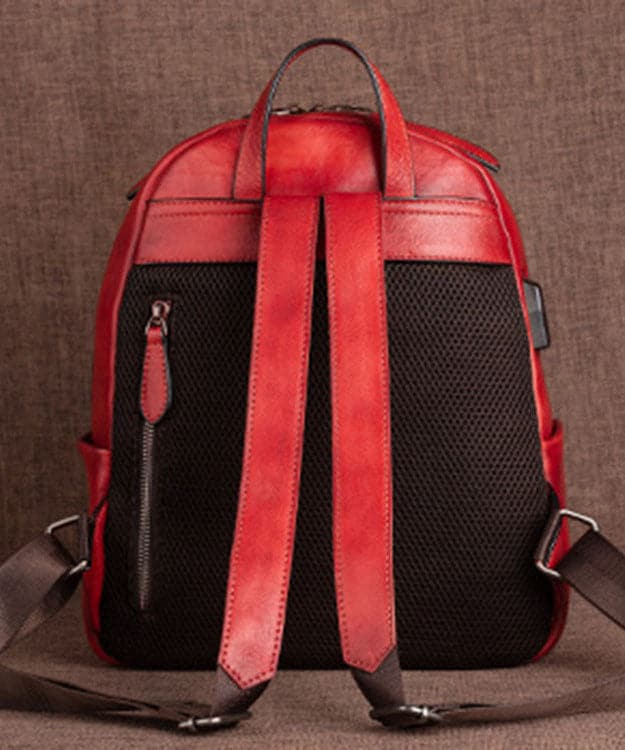 Boutique Red Lotus Paitings Calf Leather Backpack Bag - Backpack Bag - DINIBLO 