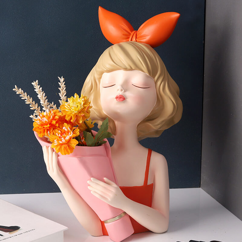 Bow Girl Bouquet Resin Decoration - Vase - DINIBLO 