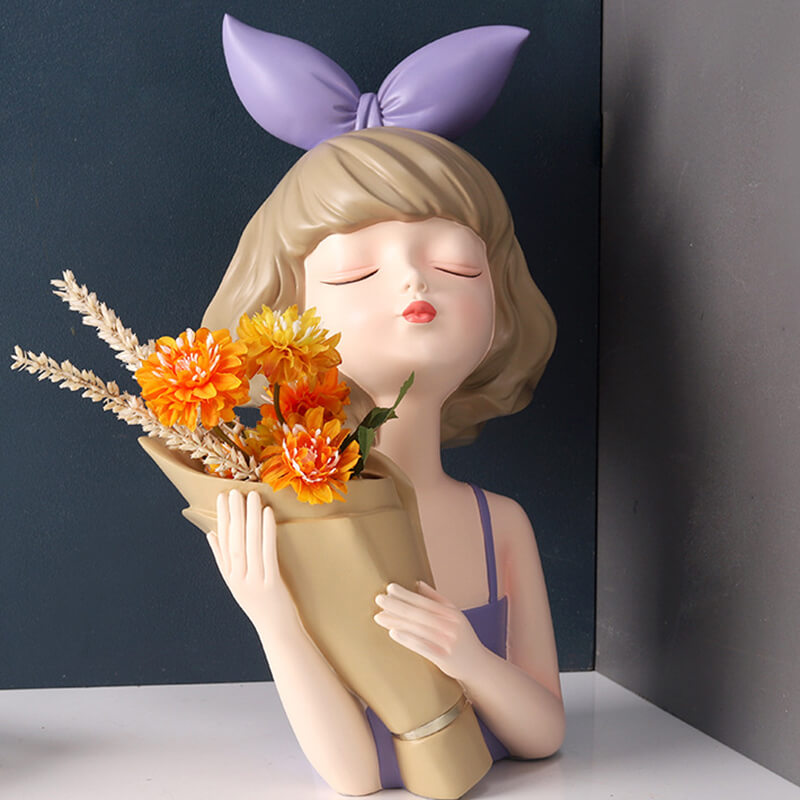 Bow Girl Bouquet Resin Decoration - Vase - DINIBLO 