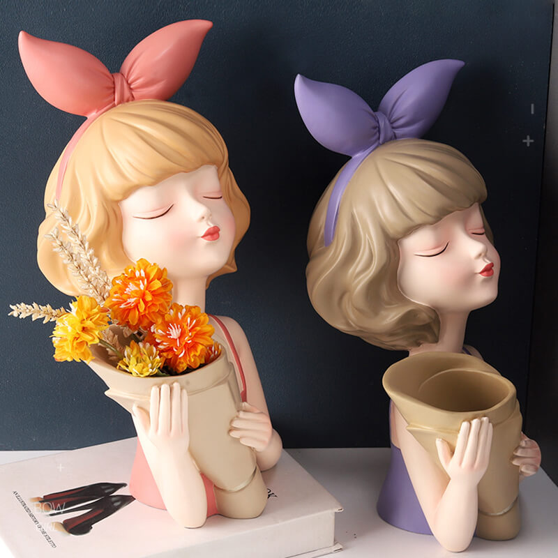 Bow Girl Bouquet Resin Decoration - Vase - DINIBLO 