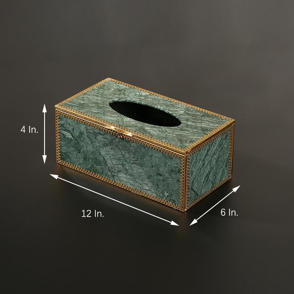 Green Marble Tissue Box Holder Rectangular Facial Tissue Holder - Organization > Storage Containers > Storage Baskets & Bins & Boxes - DINIBLO 