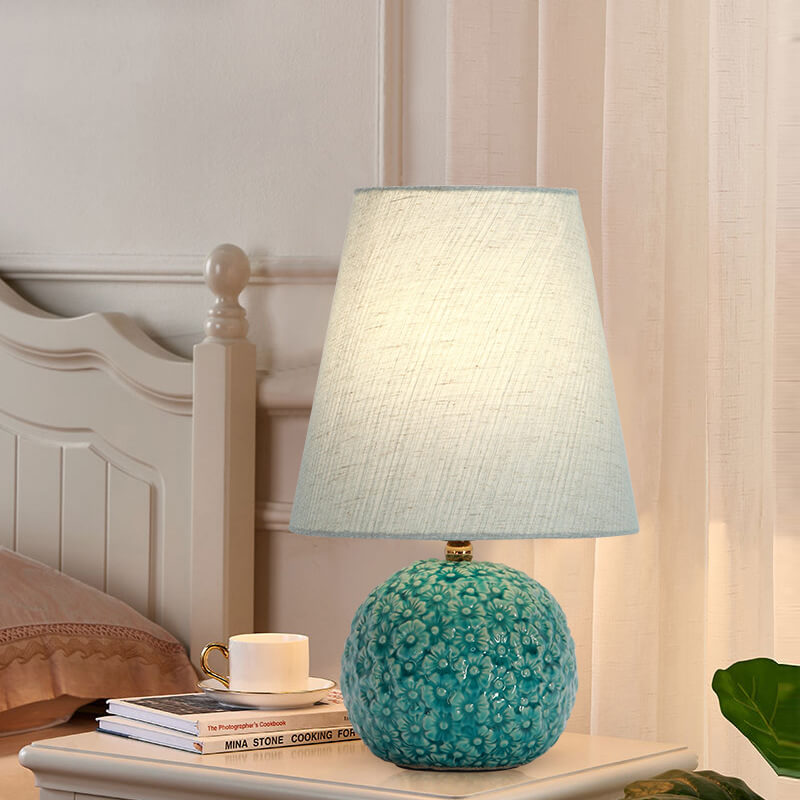 Carved Flower Ceramic Table Lamp - LAMP - DINIBLO 