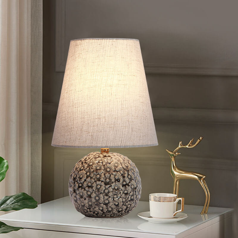 Carved Flower Ceramic Table Lamp - LAMP - DINIBLO 