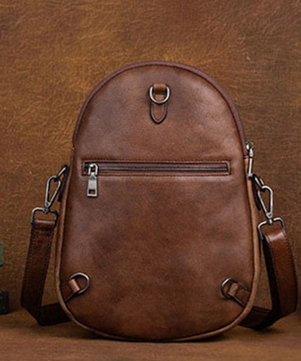 Classy Brown Colorblock Paitings Calf Leather Backpack Bag - Backpack Bag - DINIBLO 