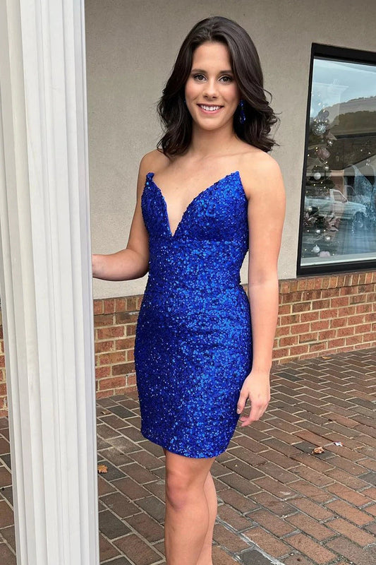 Veda |Sheath V Neck Sequins Homecoming Dress - Homecoming Dress - DINIBLO 