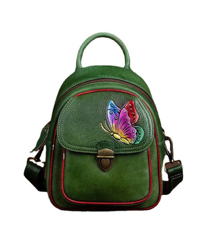 DIY retro Green Versatile Paitings Calf Leather Backpack Bag - Backpack Bag - DINIBLO 