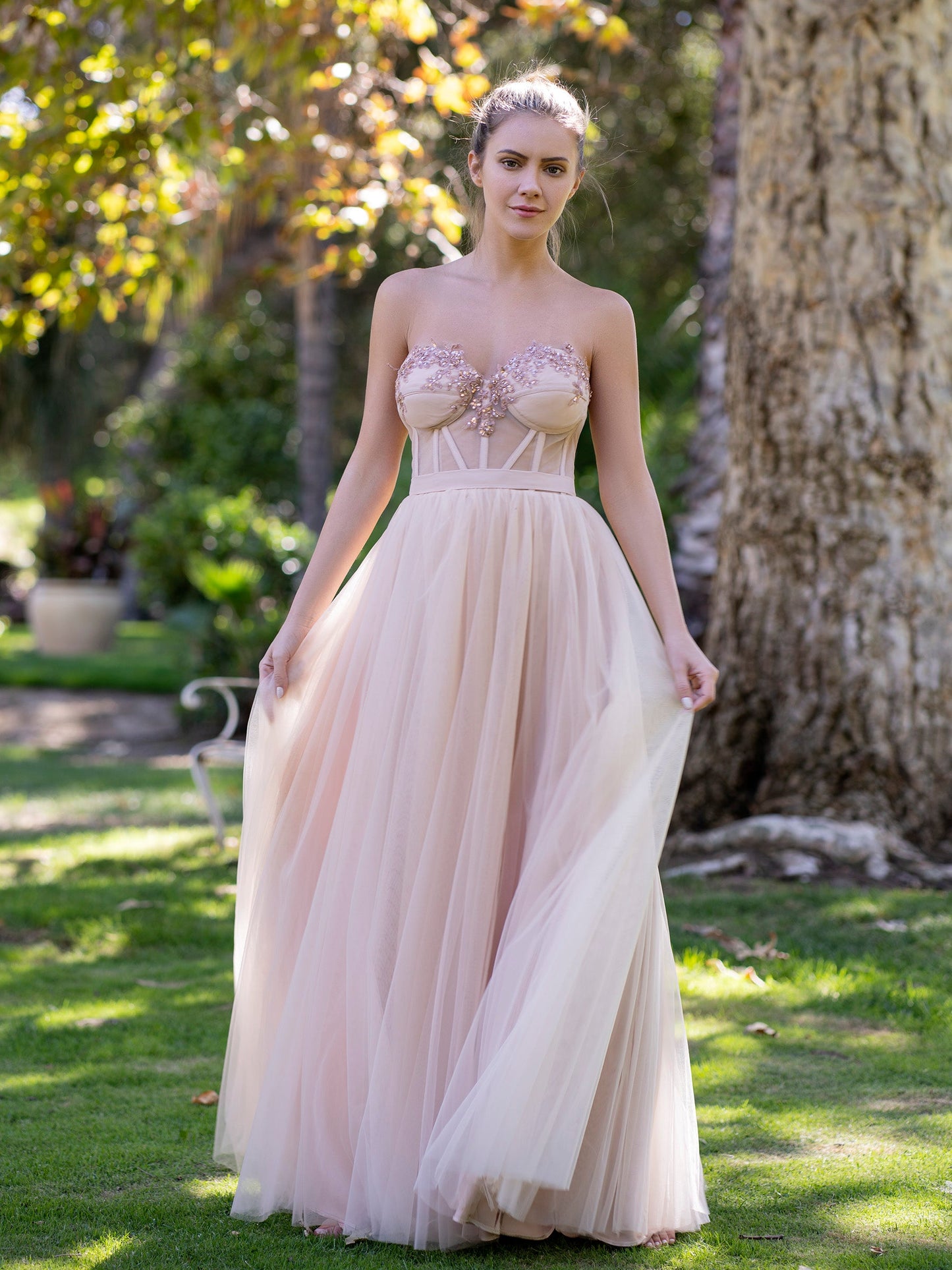 A-Line Strapless Prom Dress with Appliques - Prom Dresses - DINIBLO 