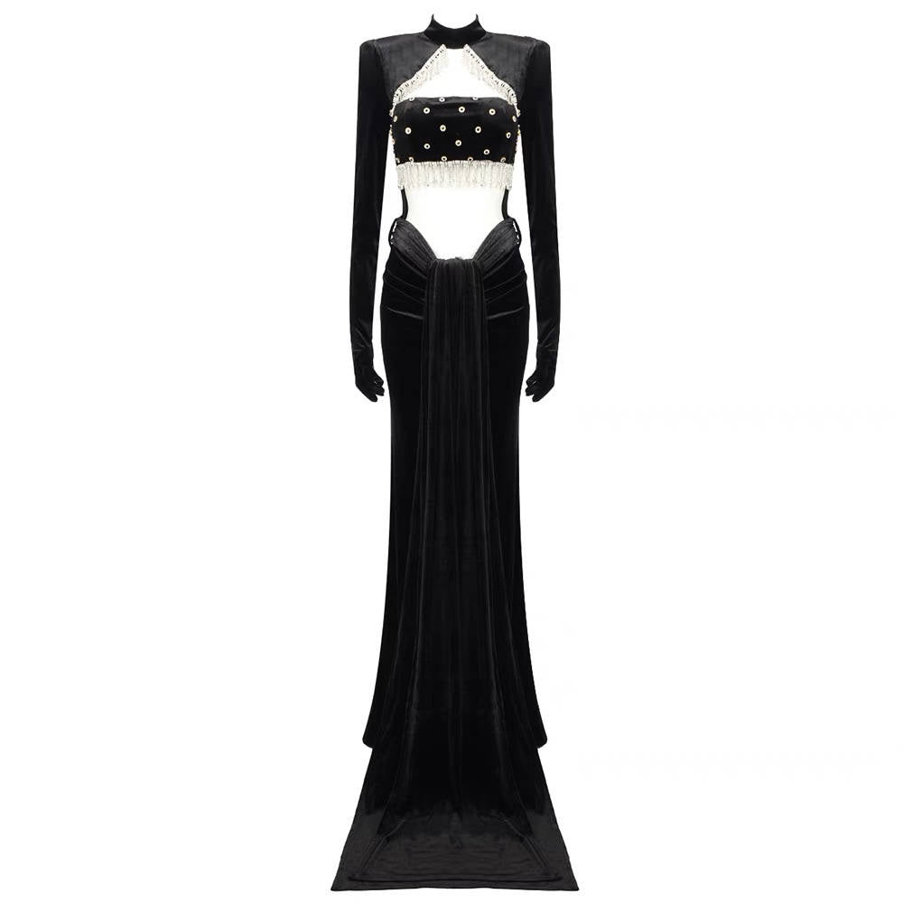 Crystal Velvet Formal Evening Gown -  - DINIBLO 