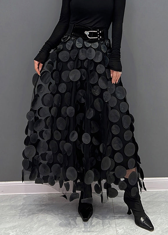 Elegant Black Dot Patchwork Tulle Skirt Fall - Skirts - DINIBLO 