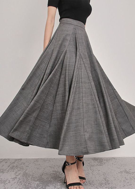 Elegant Italian Grey Patchwork pleated Skirts Spring - Skirts - DINIBLO 