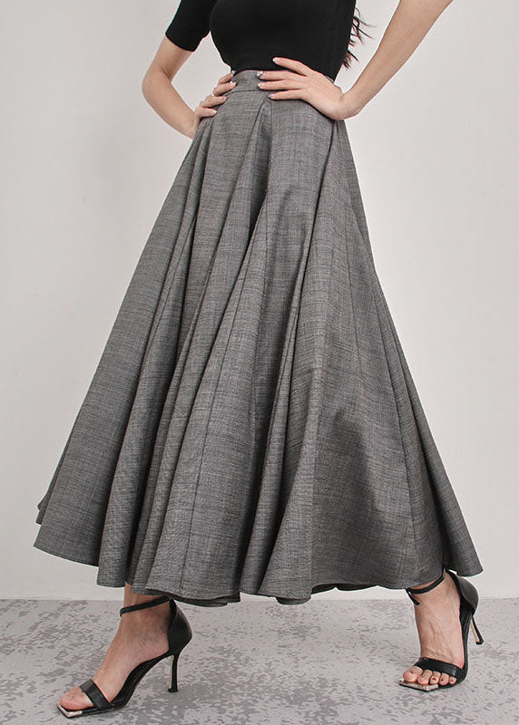 Elegant Italian Grey Patchwork pleated Skirts Spring - Skirts - DINIBLO 