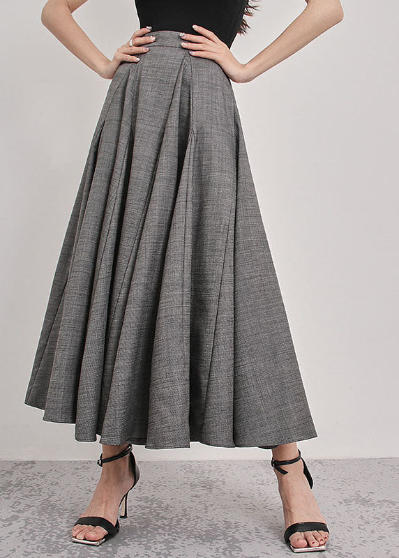 Elegant Italian Grey Patchwork pleated Skirts Spring - Skirts - DINIBLO 