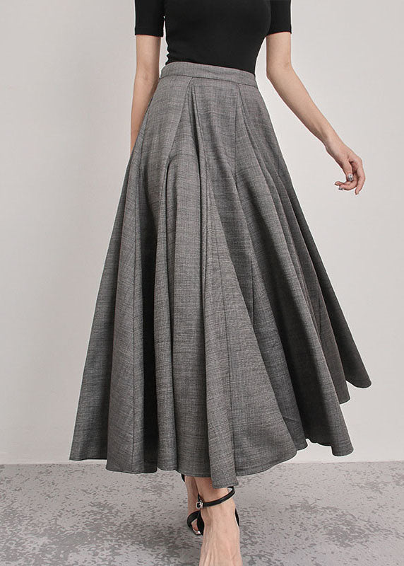 Elegant Italian Grey Patchwork pleated Skirts Spring - Skirts - DINIBLO 