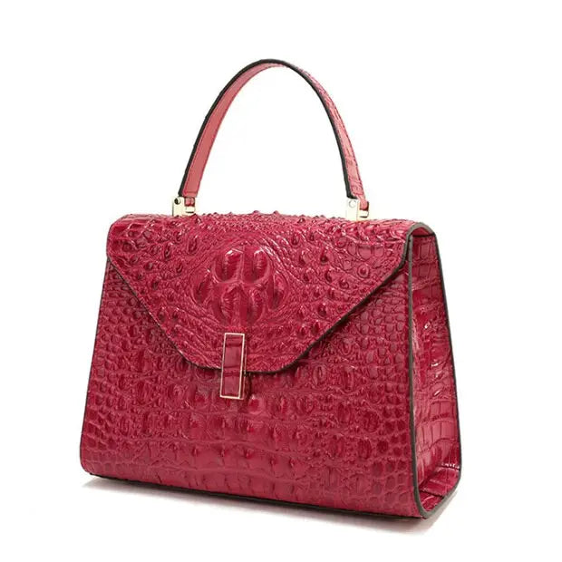 Embossed Pattern Leather Tote Handbag - Hand Made - DINIBLO 