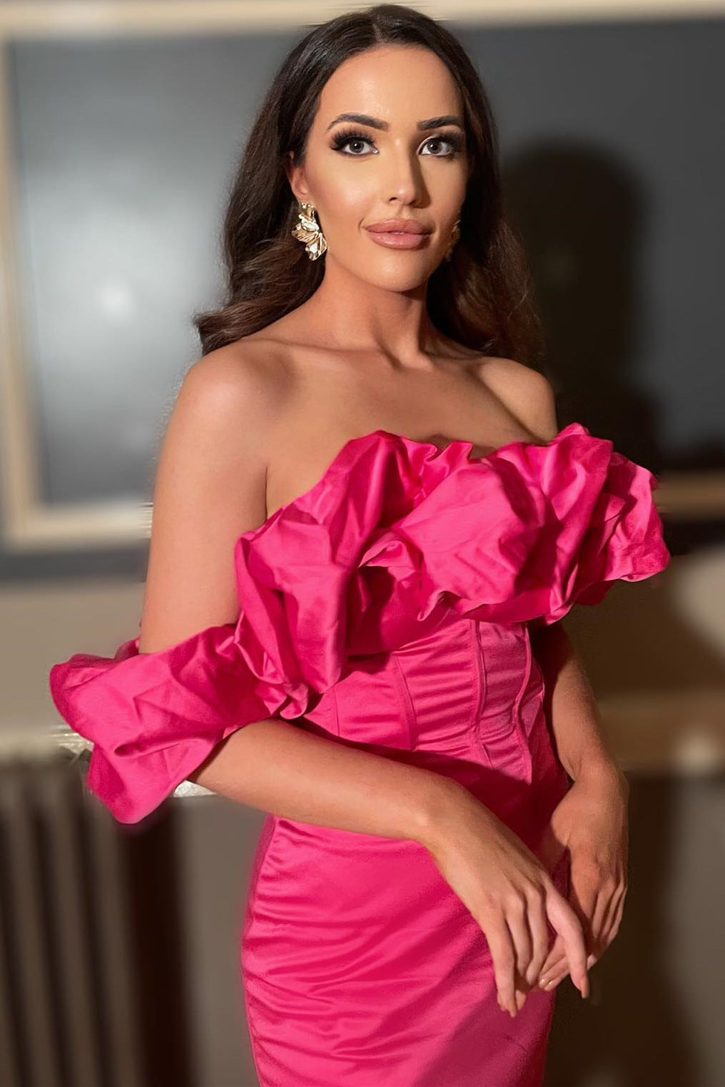 Jacinta |Sheath Off the Shoulder Ruffles Homecoming Dress - Homecoming Dress - DINIBLO 