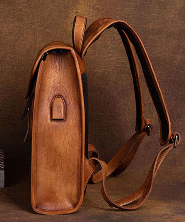 Fashion Brown Versatile Paitings Calf Leather Backpack Bag - Backpack Bag - DINIBLO 