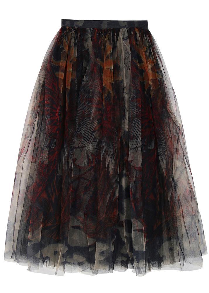 Fine Black Print Lace A Line Tulle Skirts Summer - Skirts - DINIBLO 