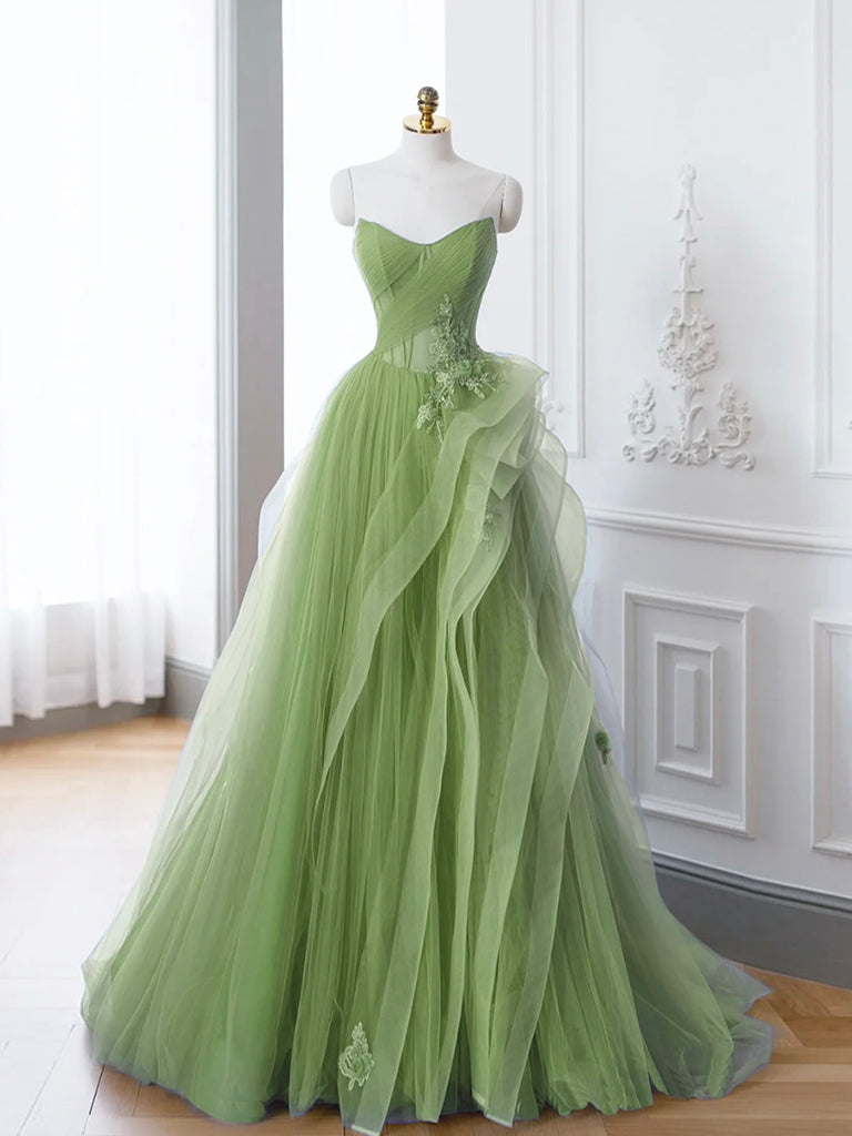 Saflor | Green A-Line Off Shoulder Long Prom Dress Lace Long Evening Dress - Prom Dress - DINIBLO 