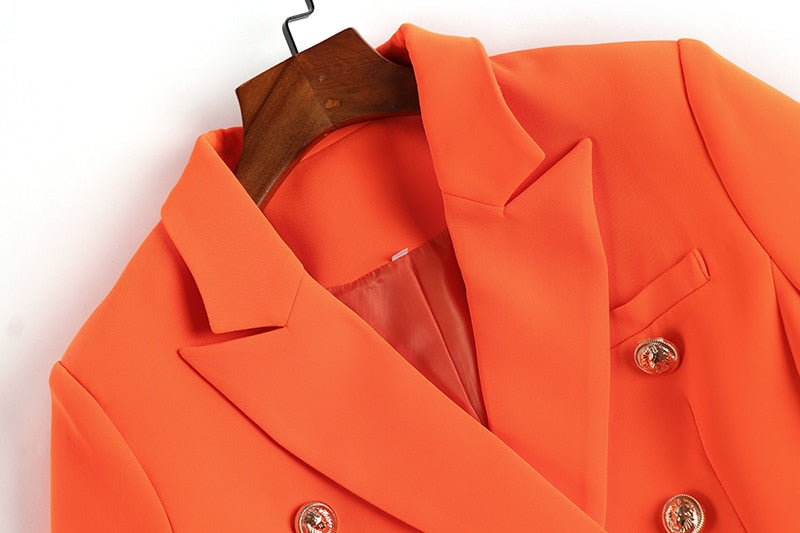 Double-breasted Orange Blazer -  - DINIBLO 