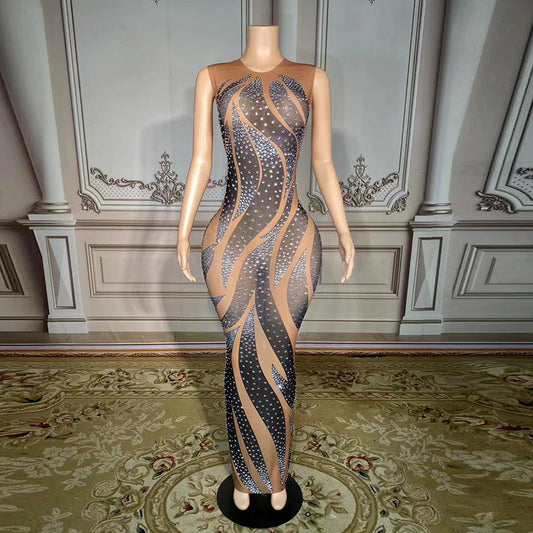 Luxury Rhinestone Evening Gown Handmade - Ball Gowns - DINIBLO 