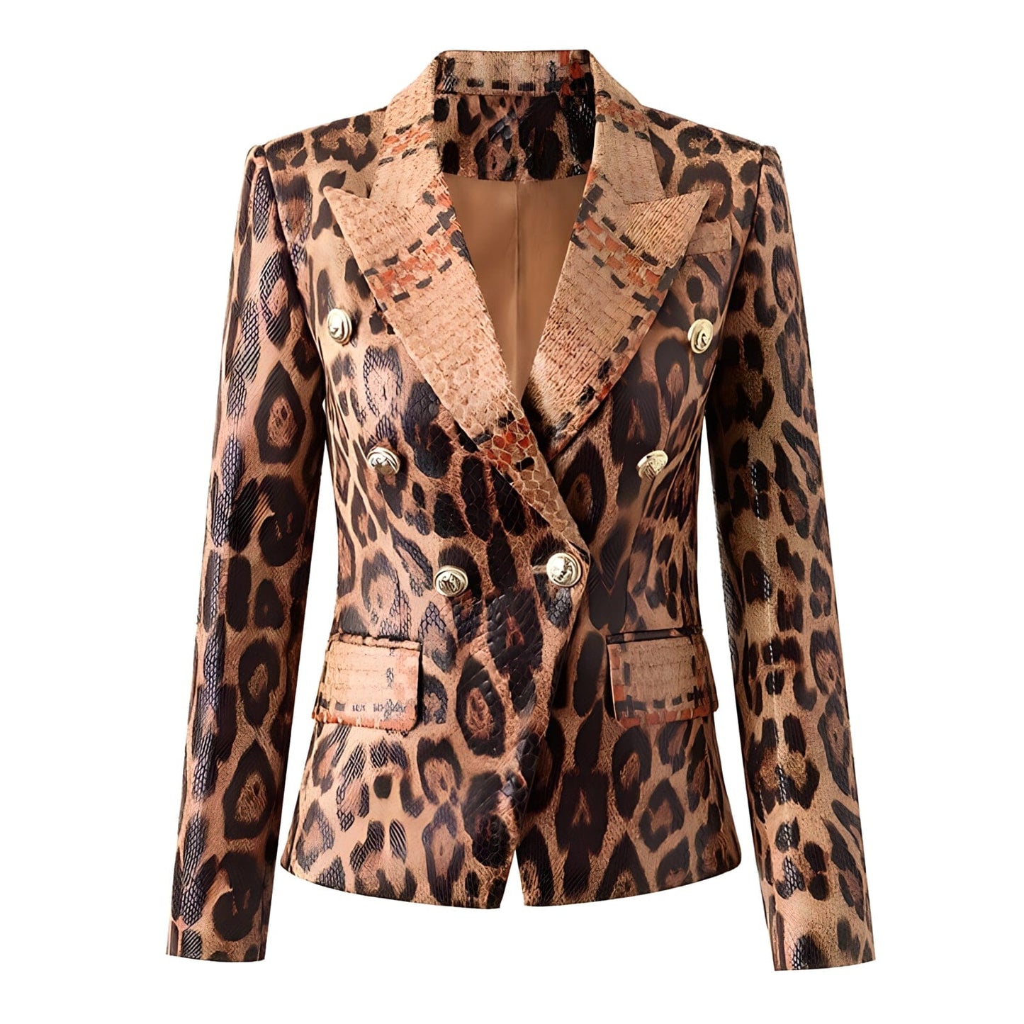 The Anaconda Faux Leather Long Sleeve Blazer - 0 - DINIBLO 