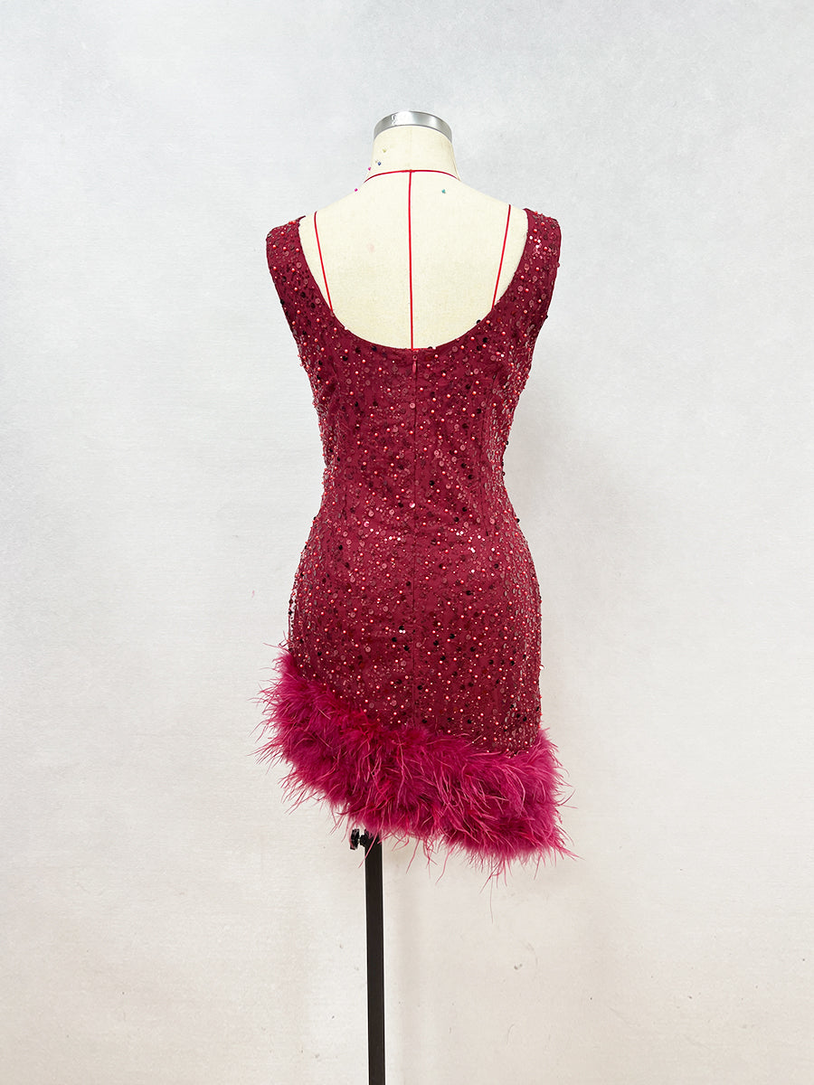 Chic Feather Sequin Mini Dresses - Dresses - DINIBLO 