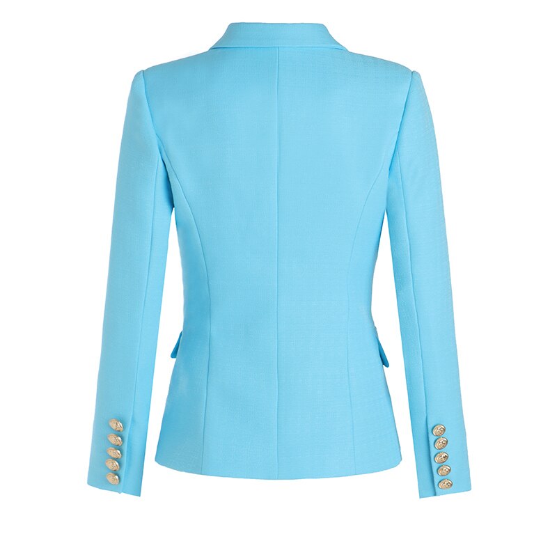 Double-breasted Sky Blue Textured Blazer -  - DINIBLO 