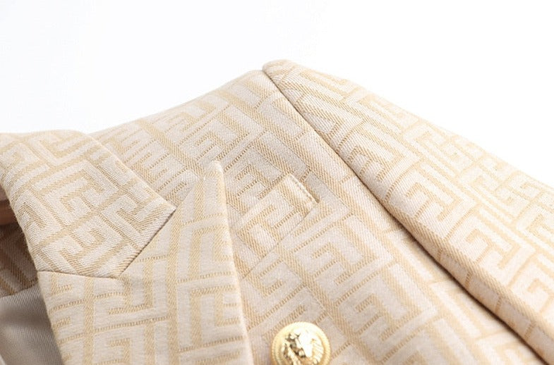 Beige Texture Blazer -  - DINIBLO 