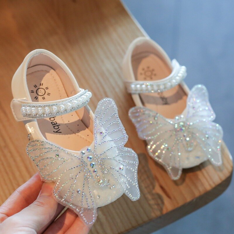 Korean Girls' Sandals Rhinestone Butterfly Princess Shoes -  - DINIBLO 