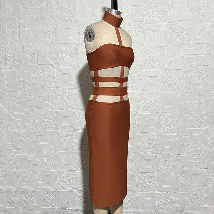 Cut Out Bandage Midi Dress - Dresses - DINIBLO 