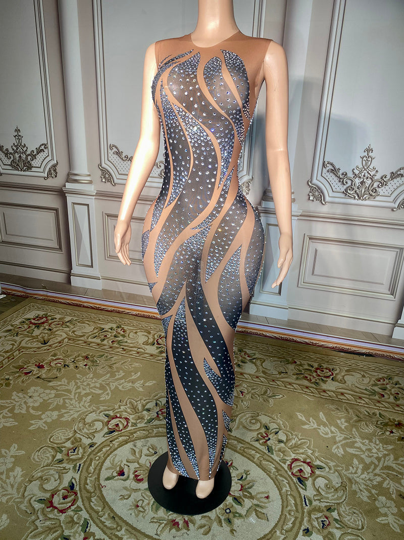 Luxury Rhinestone Evening Gown Handmade - Ball Gowns - DINIBLO 