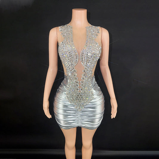 Crystal Rhinestone Handmade Party Gown - Ball Gowns - DINIBLO 