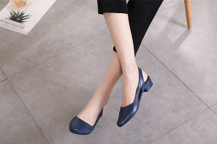 Women Sandals Pointed Toe Chunky Med High Heels -  - DINIBLO 