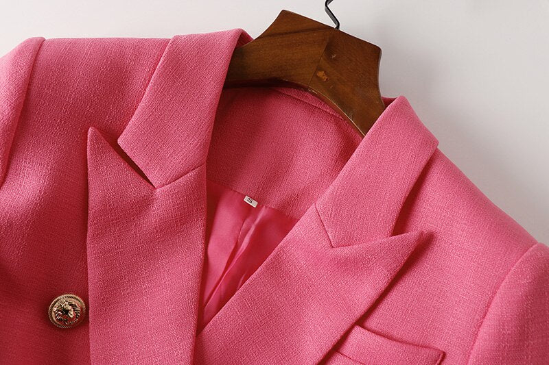 Double-breasted Textured Pink Blazer -  - DINIBLO 