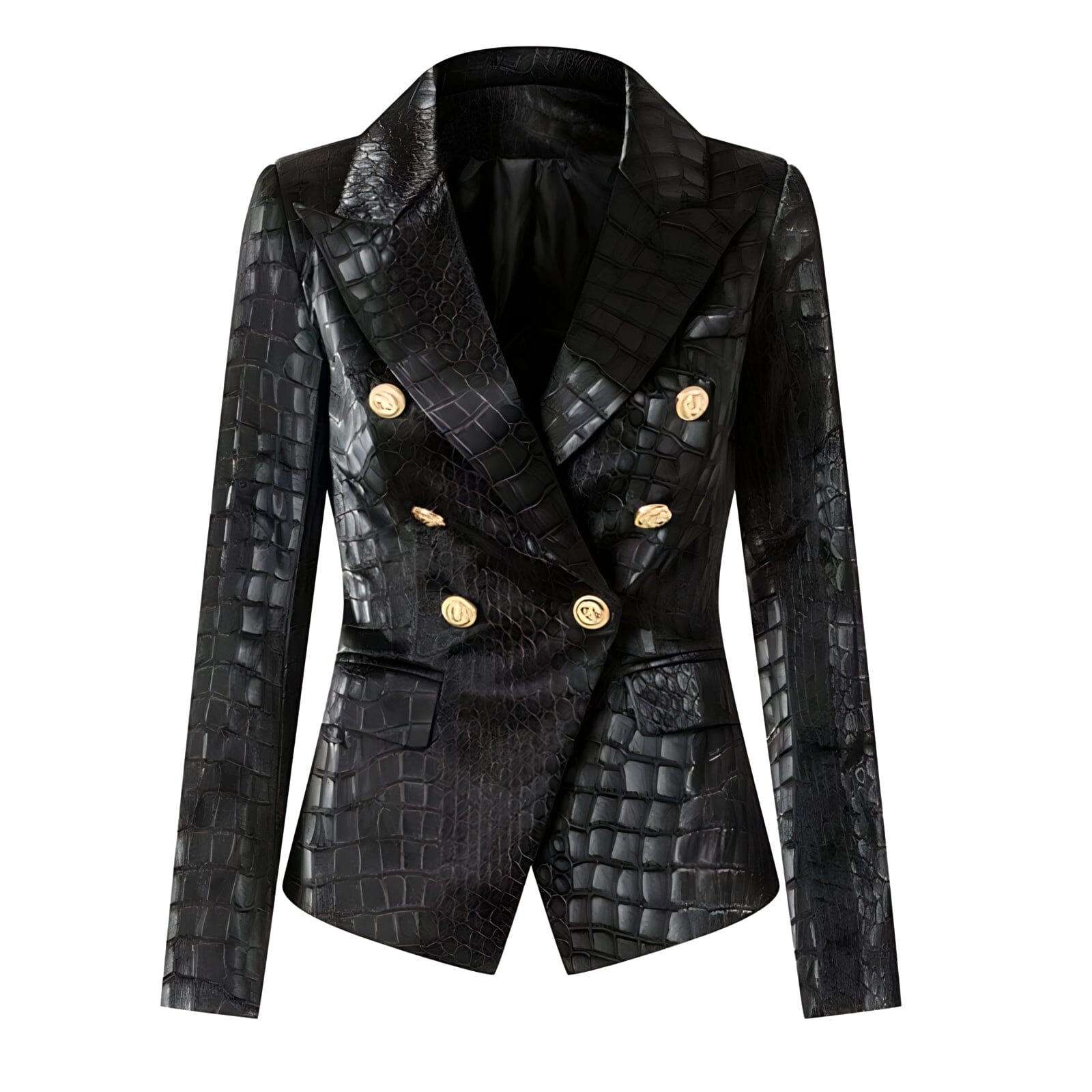 The Everglades Faux Leather Long Sleeve Blazer - 0 - DINIBLO 