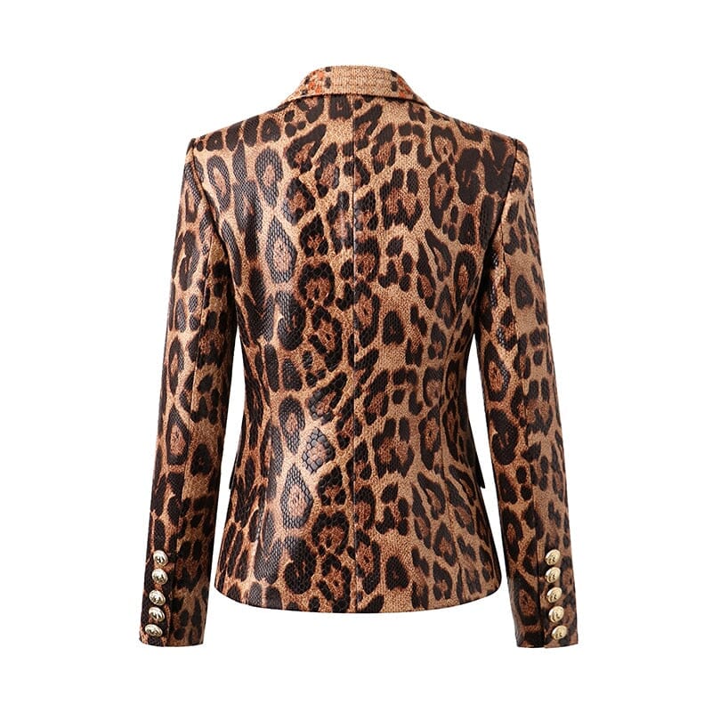 The Anaconda Faux Leather Long Sleeve Blazer - 0 - DINIBLO 