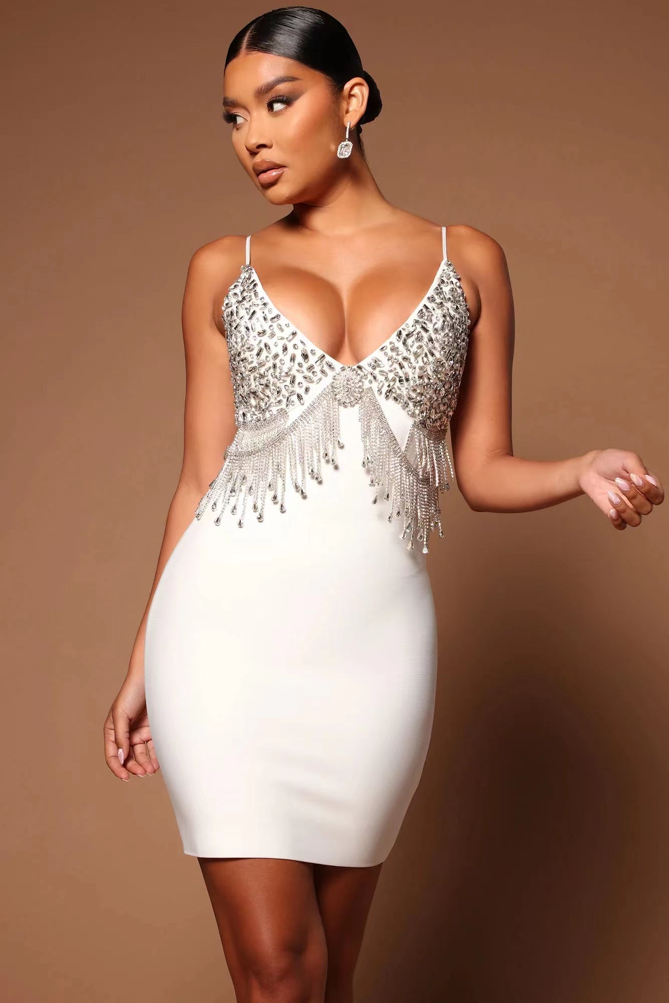 Mini Bodycon Rhinestone Dress - Dresses - DINIBLO 