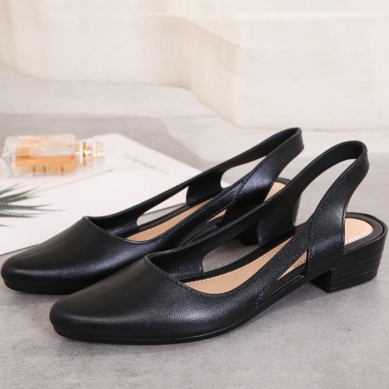 Women Sandals Pointed Toe Chunky Med High Heels -  - DINIBLO 