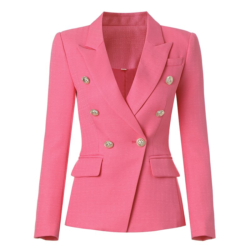 Double-breasted Textured Pink Blazer -  - DINIBLO 