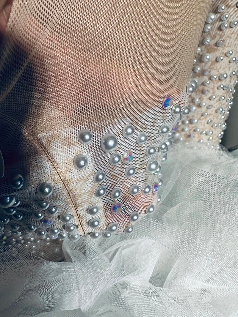 Handmade Pearl Crystal Mesh Luxury Dress - Ball Gowns - DINIBLO 