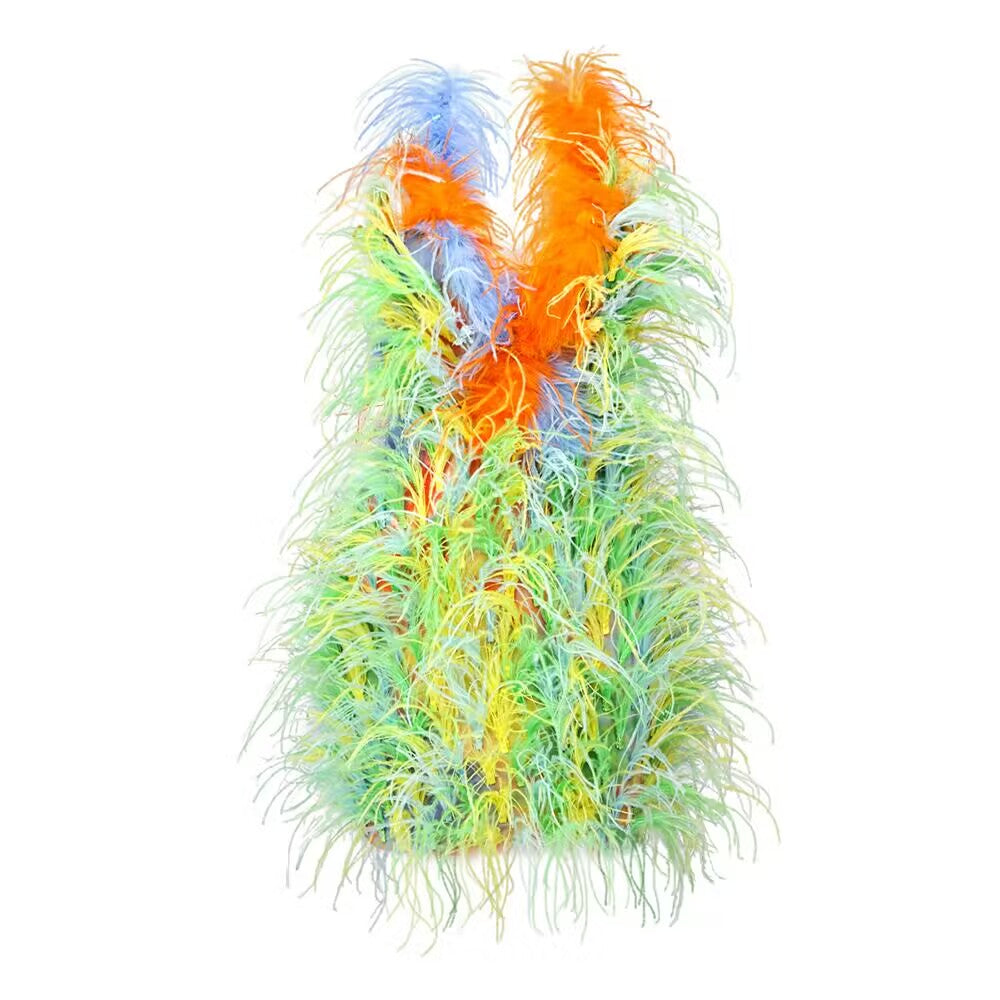 Chic Colorful Feather Mini Dress -  - DINIBLO 