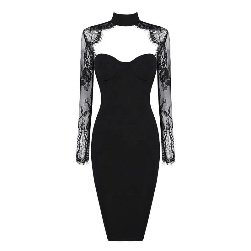 Lace Patchwork Bandage Dress - Dresses - DINIBLO 