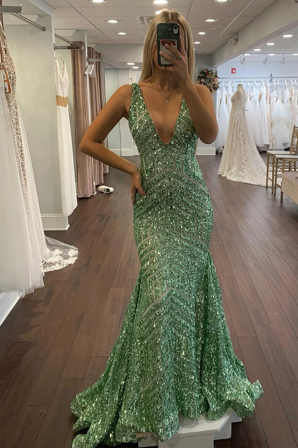 Nina |Mermaid Deep V Neck Sequins Prom Dress - Prom Dress - DINIBLO 