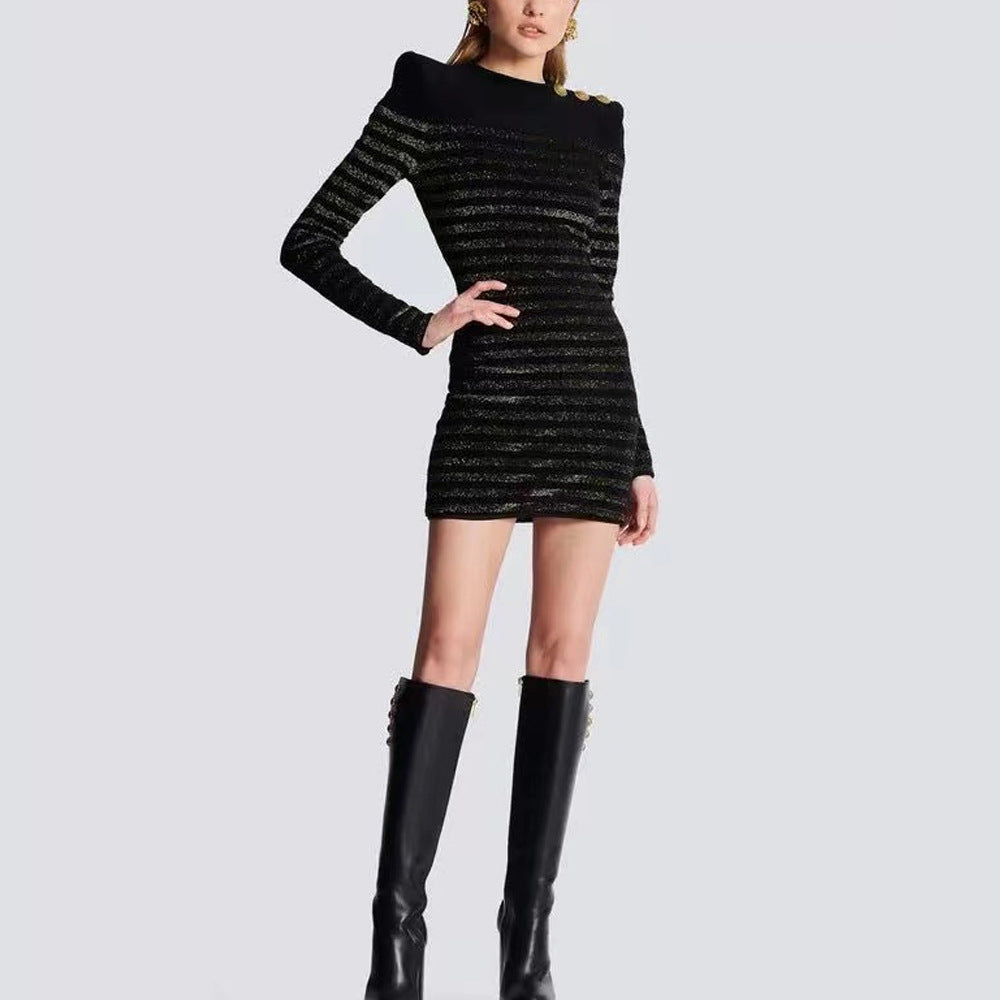 Chic Luxury Long-Sleeve Short Dress - Dresses - DINIBLO 