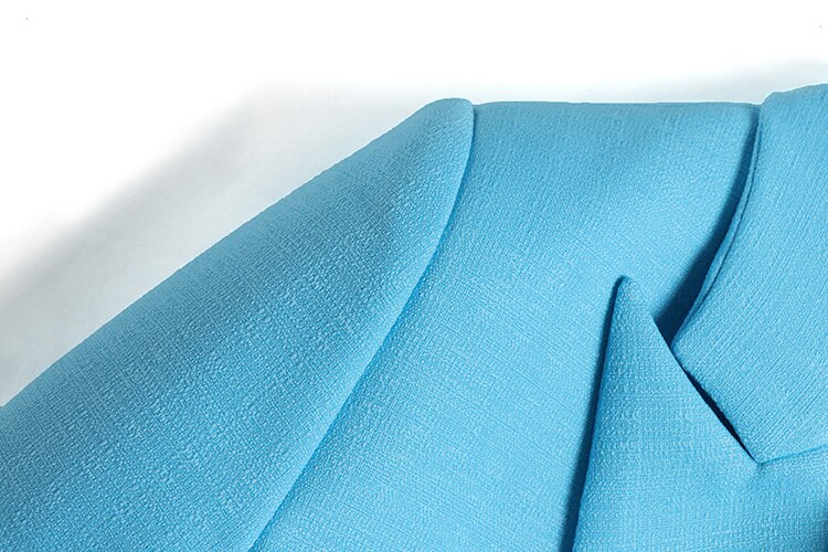 Double-breasted Sky Blue Textured Blazer -  - DINIBLO 