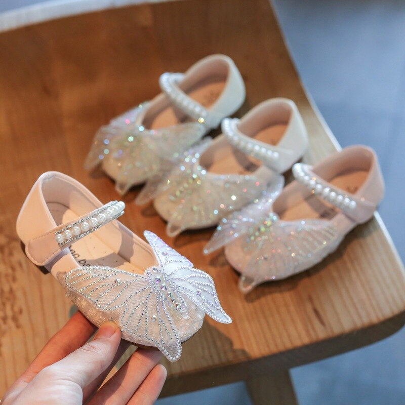 Korean Girls' Sandals Rhinestone Butterfly Princess Shoes -  - DINIBLO 