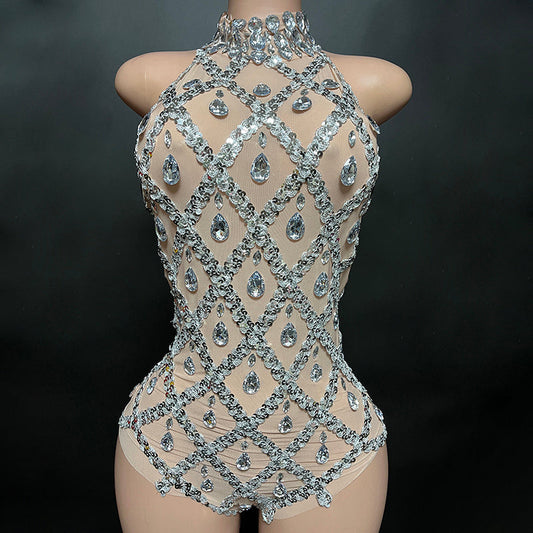 Sparkly Crystal Bling Bling Bodysuits - Jumpsuits - DINIBLO 