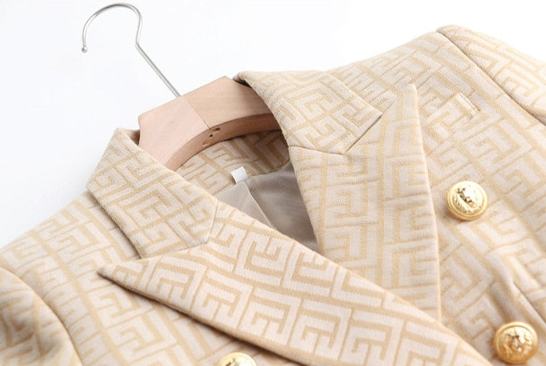 Beige Texture Blazer -  - DINIBLO 