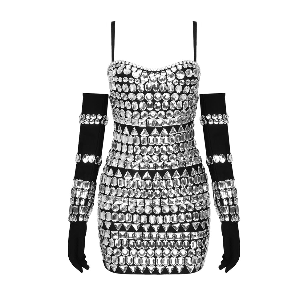 Crystal Chic Bandage Bodycon Mini Dress - Dresses - DINIBLO 